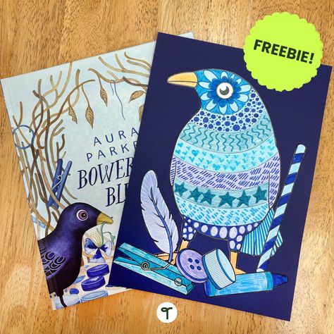 It's National Simultaneous Storytime season! 🐦 📚 Get your students excited to read Bowerbird Blues by Aura Parker with our FREE Funky Bowerbird template. 💙 Bowerbird Blues Craft, Bowerbird Blues, Bower Bird, Bowerbird Blues Activities, Task Cards Free, Teaching Posters, Blue Crafts, Kindergarten Crafts, Book Week