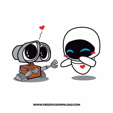 Free Valentine Svg Files, Walle Y Eva, Disney Svgs, Valentine Drawing, Wall E Eve, Valentines Day Drawing, Valentine Svg Files, Iphone Wallpaper Vsco, Frozen Characters