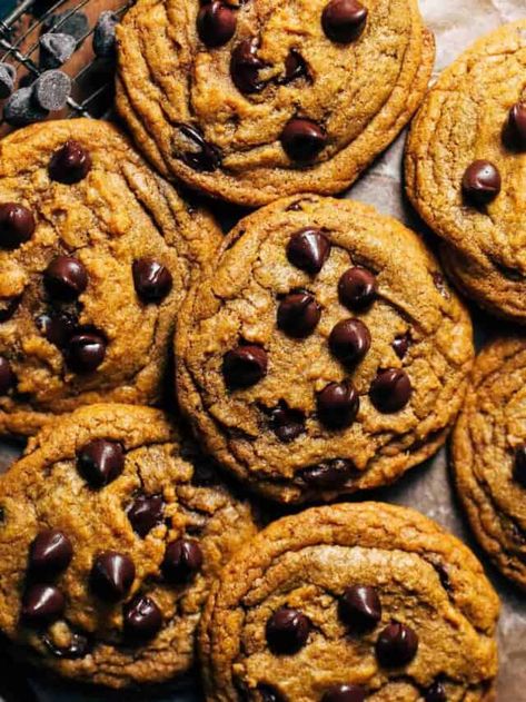 Pumpkin Chocolate Chip Cookies - Butternut Bakery Butternut Bakery, Best Gingerbread Cookies, Fall Cookie Recipes, Pumpkin Cookie Recipe, Chocolate Chip Cookies Ingredients, Pumpkin Spice Cake, Pumpkin Chocolate Chip, Pumpkin Chocolate Chip Cookies, Pumpkin Chocolate Chips