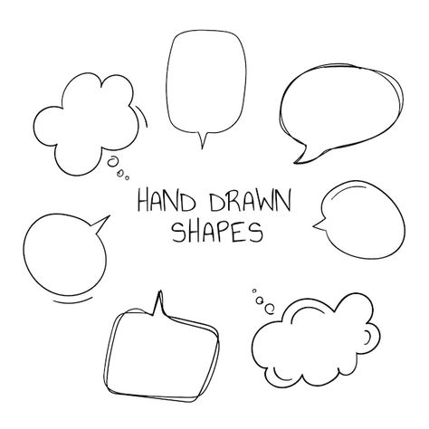 Hand drawn speech bubble collection | Free Vector #Freepik #freevector #hand-drawn-speech-bubble #talking-cloud #dream-bubble #doodle-shapes Text Cloud, Dialogue Balloon, Dialogue Bubble, Talk Bubble, Bubble Drawing, Speech Balloon, Balloon Words, Note Doodles, Doodle Frame