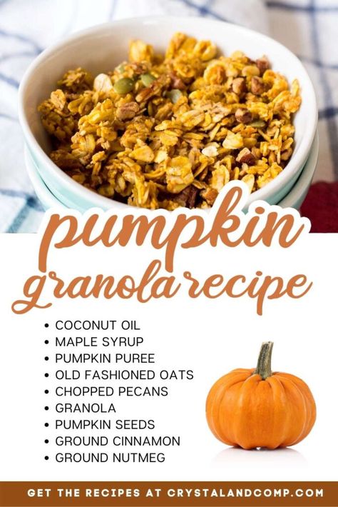 Pumpkin Spice Granola Recipe, Granola Recipe Coconut, Healthier Muffins, Pumpkin Pie Granola, Pumpkin Granola Recipe, Coconut Granola Recipe, Diy For Mom, Toast Eggs, Fall Creations