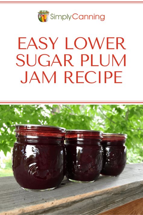 Low Sugar Plum Jam Recipe, Plum Jam With Pectin, Plum Freezer Jam, Sugar Plum Jam, Canning Plums, Low Sugar Jam Recipes, Plum Jam Recipe, Pectin Recipes, Plum Jam Recipes