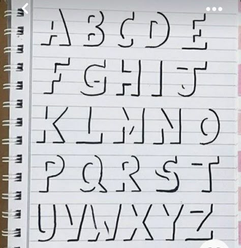 Hand Lettering Alphabet Fonts, Alfabet Font, Lettering Styles Alphabet, Lettering Guide, Bond Paper Design, Calligraphy For Beginners, Hand Lettering Art, Graffiti Alphabet, Hand Lettering Alphabet