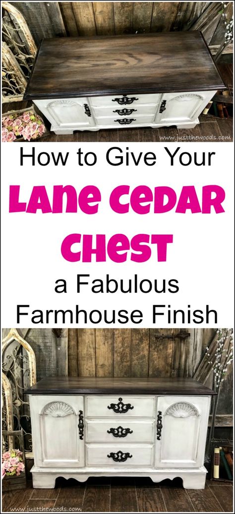 How to Give Your Lane Cedar Chest a Fabulous Farmhouse Finish Living Room With Dark Furniture, Room With Dark Furniture, Painting Ideas For Living Room, Hope Chest Makeover, Cedar Chest Redo, Painted Cedar Chest, Lane Cedar Chest, Chest Makeover, Diy Furniture Makeover Ideas