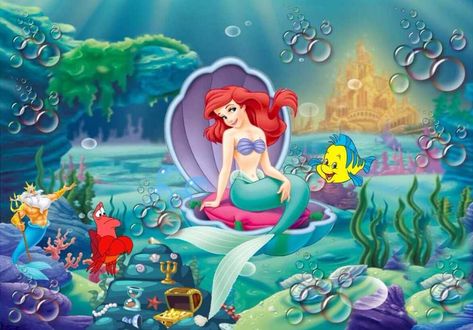 Ariel Wallpaper, Ariel Under The Sea, Mermaid Photography, Studio Backdrops Backgrounds, Puzzle Frame, Mermaid Cake Topper, Mermaid Wallpapers, Mermaid Photos, Personalized Banners