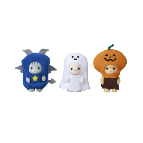 Calico Critters Halloween, White Ghost Costume, Halloween Costume Trio, Calico Critters Families, Devil Costume, Ghost Costume, White Ghost, Cat Baby, Png Icons