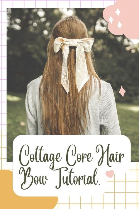 Cottage Core Hair, Cottagecore Hair, Velvet Hair Bows, Diy Cottage, Hair Bows Diy Ribbon, Hair Bow Tutorial, Bows Diy Ribbon, Bow Hairstyle, Hair Ribbons