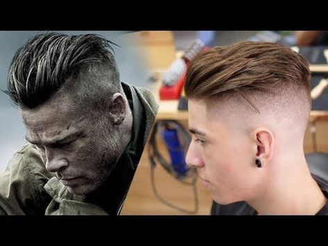 Hair Trends Men, Brad Pitt Fury Haircut, Fury Haircut, Brad Pitt Fury, Men Undercut, Stile Pin Up, Brad Pitt Hair, Mens Hairstyles With Beard, Undercut Men