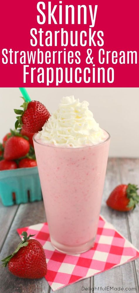 Strawberry Frappe Recipe, Strawberry Frappuccino Recipe, Starbucks Strawberries, Starbucks Strawberry Frappuccino, Strawberry Frappuccino, Starbucks Frappuccino Recipe, Frappuccino Starbucks, Homemade Frappuccino, Starbucks Strawberry