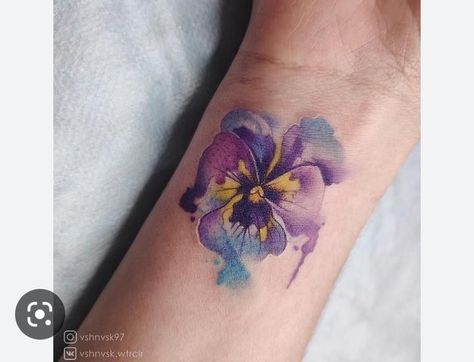 Watercolor Pansy Tattoo, Petunia Flower Tattoo, Violet Tattoos, Petunia Tattoo, Pansy Tattoo, Wildflowers Tattoo, Small Watercolor Tattoo, Sakura Tattoo, Vegas Tattoo