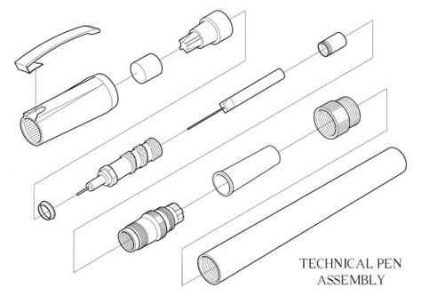 Exploded diagram of mechanical pencil Exploded View Sketch, Exploded View Drawing, Exploded Drawing, Exploded View Product, Math Logo, Mechanical Pen, Exploded View, Perspective Sketch, Eye Expressions