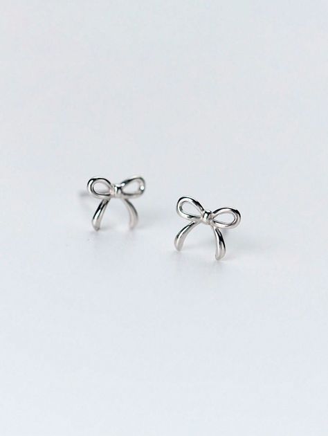 Cute Stud Earrings, Bow Decor, Bow Jewelry, Silver Bow, Jewelry Lookbook, Bow Earrings, Silver Stud Earrings, Girly Jewelry, Small Earrings