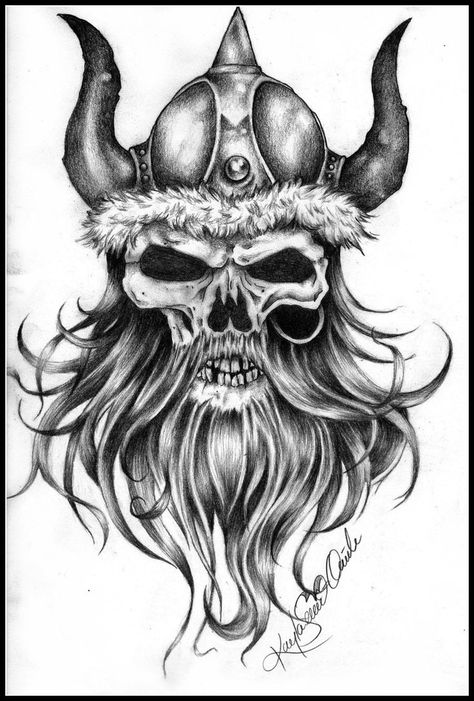 Viking skull design Viking Skull Tattoo, Viking Tattoo Meaning, Viking Skull Art, Skull Tattoo Meaning, Viking Drawings, Skull Tattoo Designs, Viking Warrior Tattoos, Evil Skull Tattoo, Vikings Tattoo