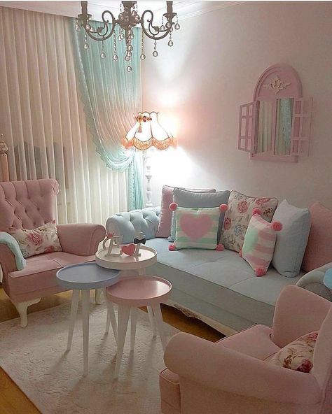 Kids (girls)will love to stay here Chic Living Room Furniture, Muebles Shabby Chic, Shabby Chic Decor Living Room, Decoration Shabby, Shabby Home, Shabby Chic Home, Shabby Chic Living, Shabby Chic Room, Shabby Chic Living Room