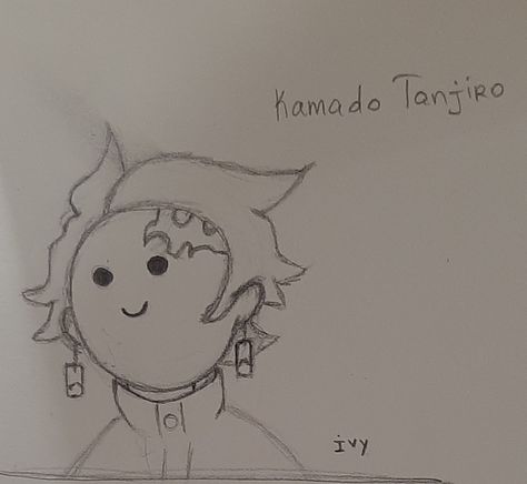 Tanjiro Cute Drawing, Demon Slayer Doodles Easy, Tanjiro Doodle, Easy Demon Slayer Drawings, Demon Slayer Easy Drawing, Demon Slayer Doodles, Simple Doodles Cute, Demon Slayer Drawing Sketch, Demon Slayer Sketch