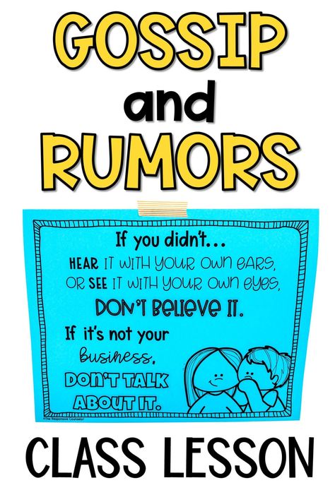 Gossip and Rumors Lesson - The Responsive Counselor Behavior Interventionist, Collaborative Learning Activities, Counselling Activities, Counselling Resources, Teaching Hacks, School Counseling Lessons, Counseling Lessons, Guidance Lessons, Elementary Counseling