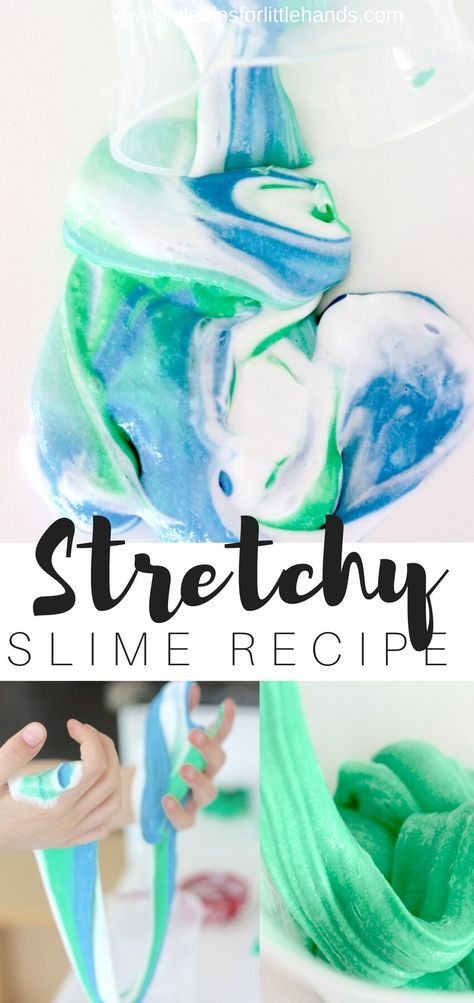 How To Make Slime Without Borax - Stretchy Slime Recipe Stretchy Slime Recipe, Slime With Borax, Stretchy Slime, Cool Slime Recipes, Homemade Slime Recipe, Making Fluffy Slime, Borax Slime, Sand Slime, Homemade Playdough Recipe