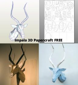 Impala 3D Papercraft Gratis | Descarga gratis Paper Taxidermy Template Free Printable, Diy Origami Box, 3d Papercraft Templates, Paper Mask Diy, Papercraft Templates Printables, Fake Taxidermy, 3d Paper Sculpture, Low Poly Papercraft, Papercraft Download