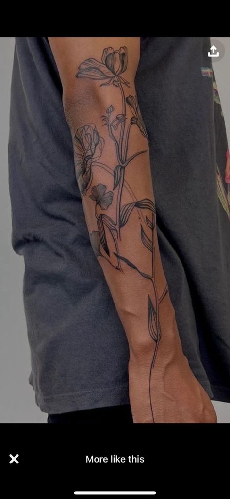 Men Flower Tattoo, Feminine Nature, Forearm Flower Tattoo, Tato Minimal, Elbow Tattoo, Nature Tattoo, Tattoo Inspiration Men, Flower Tattoo Arm, Feminine Tattoo