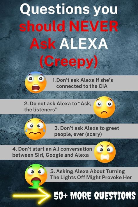 An Image Shows Eerie Alexa Interactions: 137 Creepy Questions and Responses Things To Never Ask Siri Scary, Things To Never Ask Alexa, Things To Tell Alexa, Questions To Ask Alexa, Things To Ask Alexa Funny, Funny Things To Say To Alexa, Ask Alexa, What To Say To Alexa, Things To Ask Alexa