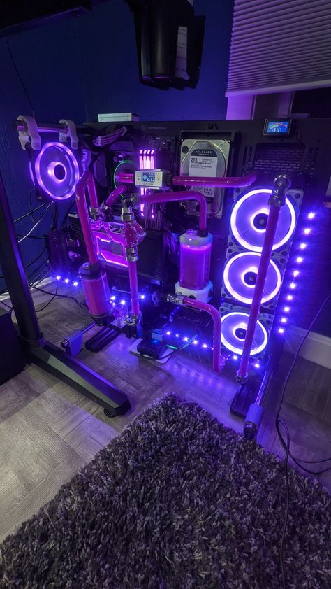 TT Core P5 Custom Liquid Cooled PC - PURP Liquid Cooling Pc, Liquid Cooled Pc, Custom Gaming Computer, Computer Safety, Build A Pc, Gamer Setup, Computer Class, Pc Setup, Water Cooling