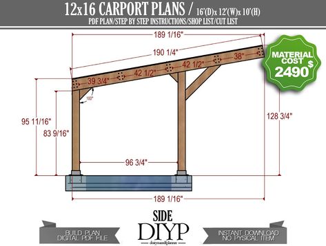 Single Car Port Ideas, Open Garage Design, How To Build A Lean To Roof, Car Port Ideas, Simple Carport, Free Standing Carport, Parking Plan, Single Car Garage, Diy Carport