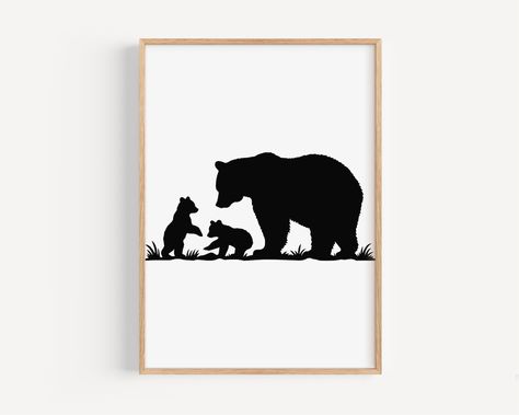 Mama Bear And Cubs, Bear And Cubs, Graphic Silhouette, Bear Silhouette, Animal Silhouette, Mama Bear, Cricut Svg, Silhouette Cameo, Baby Animals