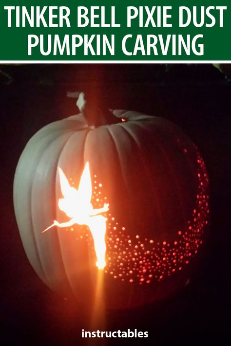 Tinkerbell Pumpkin Carving, Tinkerbell Pumpkin, Cute Pumpkin Carving, Disney Pumpkin Carving, Halloween Lantern, Halloween Pumpkin Carving Stencils, Pumkin Carving, Creative Pumpkin Carving, Easy Pumpkin Carving