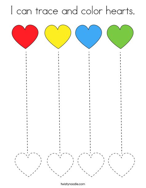 Color Worksheets For Preschool, Shape Worksheets For Preschool, Trace And Color, Shape Activities Preschool, Shape Tracing Worksheets, Twisty Noodle, Preschool Tracing, Valentines Day Coloring Page, Pre Writing Activities