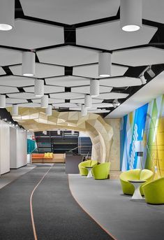 Office False Ceiling, Futuristic Office Interior, Office Interior Design Creative, Office Ceiling Design, Architecture Ceiling, Pvc Ceiling Design, Spaceship Interior, Interior Ceiling Design, Pop Ceiling Design