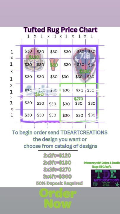 Rug Tufting Tips, Beginner Rug Tufting Ideas, Tufting Rugs, Tufting Ideas, Rug Tufting, Price Chart, Diy Sewing Clothes, Rug Art, Punch Needle