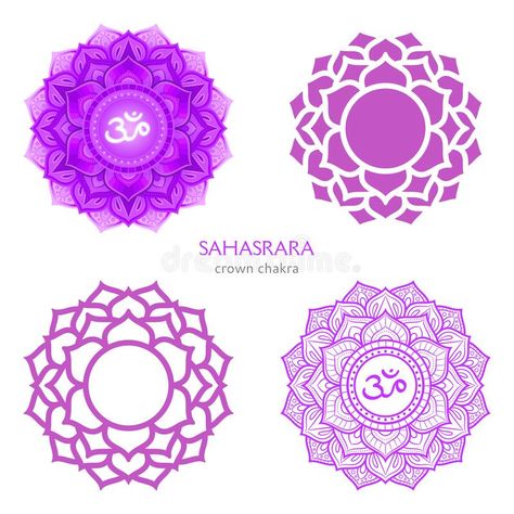 Sahasrara, Crown Chakra Symbol. Colorful Mandala. Vector Illustration Stock Vector - Illustration of ornate, chakra: 170009539 Chakra Art Mandala, Arabic Drawing, Crown Chakra Symbol, Chakra Decor, Flower Of Life Tattoo, Sacred Mandala, Crown Vector, Chakra Tattoo, Sacred Geometry Patterns