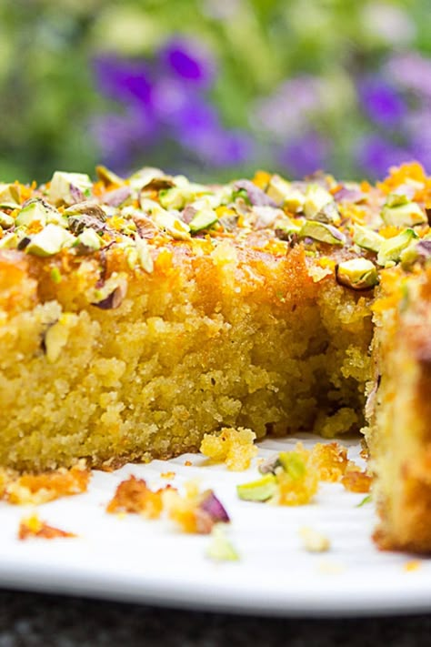 This delicious golden gluten-free Orange Polenta Cake is moist, rich and bursting with zesty orange flavor. It's easy to make as it has no layers, no filling and no icing. Orange Polenta Cake, Saffron Cake, Glutenfri Baking, Polenta Cake, Polenta Cakes, Bbc Good Food, Gluten Free Cake, Flour Recipes, Orange Cake