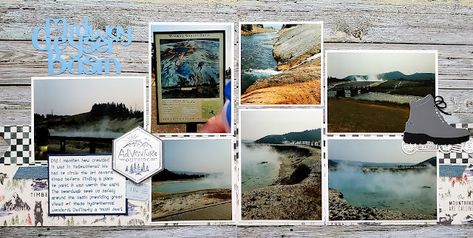 7 pictures, Grand Tetons, Yellowstone National park, Wyoming, Cricut Journaling, denim washi Ancestry Scrapbook, Ancestry Scrapbooking, I Love The Lord, Color Vibe, Simple Stories, Love The Lord, Scrapbook Layout, Travel Scrapbook, I'm Back