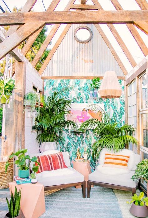 21 Best She Sheds Ever - Ideas & Plans for Cute She Sheds Tropical Room Ideas, She Shed Ideas, Tropical Interior Decor, She Shed Designs, Tropical Room Decor, She Shed Interior, Tropical Interiors, Tropical Interior Design, Shed Interior