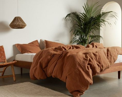 Linen Duvet Cover Natural, Unique Duvet Covers, Washed Linen Duvet Cover, Linen Bedding Natural, Boho Duvet, Color Terracota, Bed Cover Sets, Green Duvet, King Size Duvet Covers