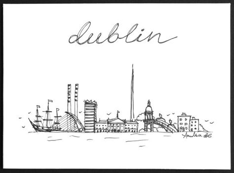 Hand-drawn A6 greeting card Dublin Skyline by MadebyAnulka Dublin Ireland Fashion, Dublin Library, Dublin Day Trips, Dublin Ireland Photography, Grafton Street Dublin, Dublin Skyline, Dublin Map, Ireland Tattoo, Dublin Pubs