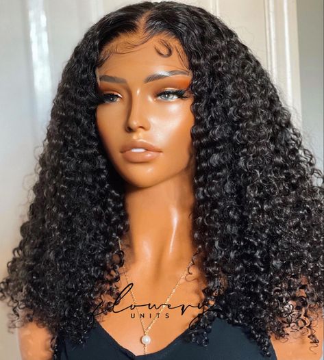 Image of a brown mannequin in a black shirt wearing a curly wig. The wig is about shoulder length and the texture resembles 3C curly hair. The lace is HD lace and the wig is custom made on a sewing machine by Flowery Units, a black woman owned business. Please follow us for more custom wigs and hair care! Black Hair Types, 3c Hair, 4c Natural, Short Curly Bob, Curly Human Hair Wig, Hair Appointment, Hair Laid, Curly Wig, Short Bob Wigs