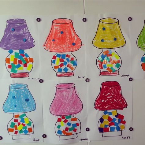 Lampshade craft idea for kids | Crafts and Worksheets for Preschool,Toddler and Kindergarten House Lamp, Worksheets For Preschool, Activity Pages, Kindergarten Crafts, Art Activities For Kids, Toddler Art, January 2024, Preschool Teacher, Toddler Crafts