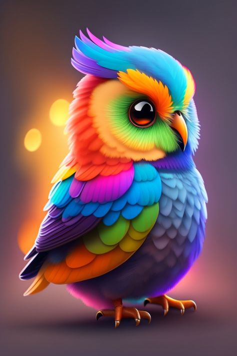 Cute Phoenix owl with rainbow colors. Colorful Owl Art, Colorful Owls, Animal Coloring, Owl Lovers, Owl Art, Animal Coloring Pages, Pen Art, Beautiful Birds, Pretty Wallpapers