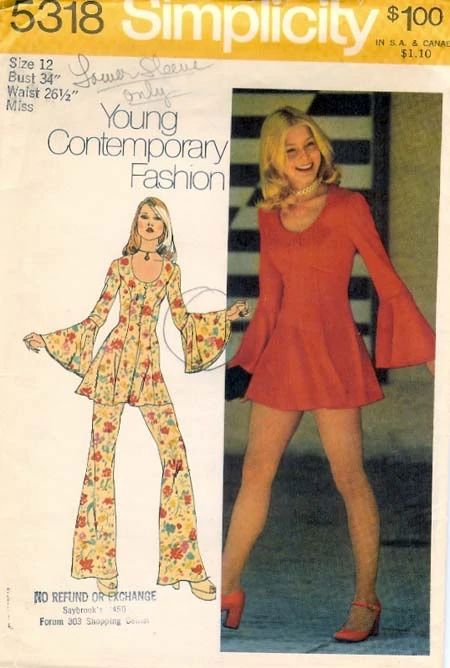 Princess Seam Dress, Patron Vintage, Moda Hippie, Mode Hippie, 60s 70s Fashion, 70s Inspired Fashion, Diy Vetement, Disco Dress, Pants Sewing Pattern