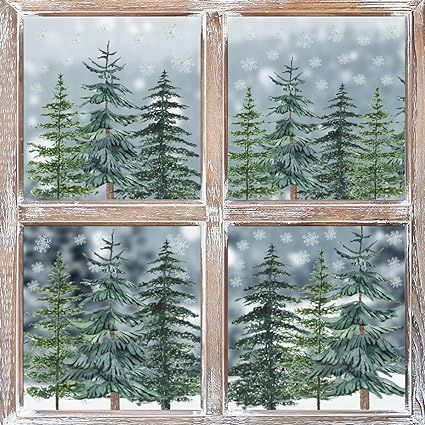 Amazon.com: Horaldaily 130 PCS Christmas Window Cling Sticker, Trees Snow for Home Party Supplies Shop Window Glass Display Decoration : Home & Kitchen Christmas Window Painting, Winter Window, Christmas Window Decorations, Office Window, Window Cling, Winter Ideas, Storing Paint, Glass Display, Christmas Window