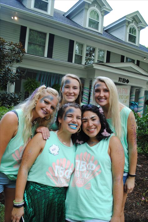 Under the sea bid day theme #bid #day #mermaid #makeup #under #the #sea Under The Sea Spirit Day, Under The Sea Bid Day, Mermaid Bid Day, Sea Spirit, Spirit Day, Team Theme, Bid Day Shirts, Bid Day Themes, Mermaid Makeup