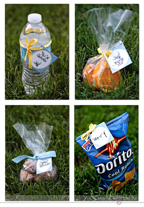 Golf Treat Bag Ideas, Golf Team Treat Bags, Golf Snacks Bags, Golf Tournament Food Ideas, Golf Treat Bags, Golf Hole Sponsorship Ideas, Golf Tournament Goodie Bag Ideas, Golf Tournament Gift Bag Ideas, Golf Goodie Bags