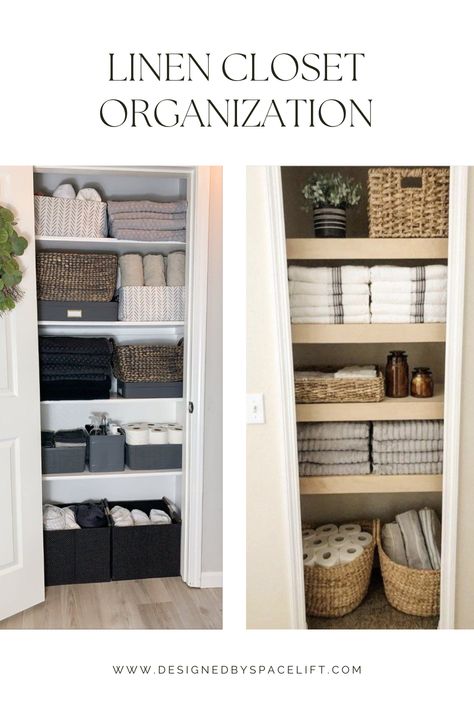 It's never too early to get a jumpstart on spring cleaning! Reorganizing your linen closet might be the perfect place to start. We love these organization tips and storage products to help organize your storage closet! These products are perfect for organizing bathroom linenes! #spacelift #designedbypsacelift #LTK #LTKhome #LTKstyle #LTKdecor #bathroomstrorage #storage #spring #springdecor #springcleaning #newseason #cleantok #cleaning #organization #organizationtips #organizationhacks Turquoise House, Ideas Armario, Organising Tips, Homemaking Ideas, Small Linen Closets, Organising Ideas, Bathroom Linen Closet, Organizing Linens, Bathroom Closet Organization