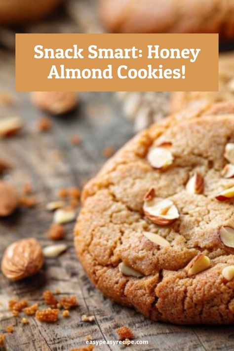 A close-up image of freshly baked honey almond cookies on a rustic wooden table. Honey Almond Cookies, Almond Flour Honey Cookies, Easy Healthy Treats, Granola Cookies, Almond Meal Cookies, Easy Peasy Recipes, Baking With Almond Flour, Healthy Honey, Honey Cookies