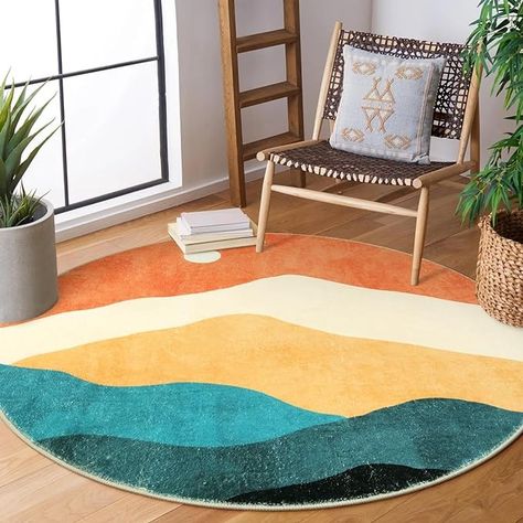 Amazon.com: Sungea Abstract Round Rug 3ft, Faux Wool Soft Throw Area Rugs, Washable Farmhouse Small Circle Rug, Floor Low Pile Mats for Bedroom Bathroom Laundry Room Nursery Decor : Home & Kitchen Tuff Rug Ideas, Tufted Rug Design Ideas Easy, Tuft Rug, Tufting Diy, Rug Tufting, Circular Rugs, Classroom Rug, Rug Ideas, Carpet For Living Room