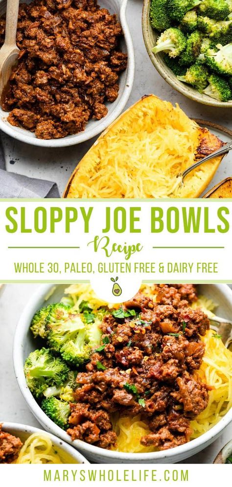 Gluten Free Sloppy Joes, Sloppy Joes Bowls, Healthy Sloppy Joes, Sloppy Joes Recipe, Sloppy Joe, Recipe 30, Paleo Whole 30, Meat Sauce, Chicken Casserole