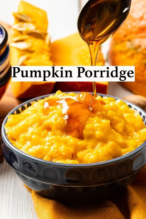 Pumpkin Rice Porridge Pumpkin Porridge, Asian Rice Porridge, Savory Rice Porridge, Pumpkin Rice Porridge, Pumpkin Porridge Recipe, Pease Porridge Recipe, Michelin Star Dessert, Healthy Pancake Recipes, Rice Porridge