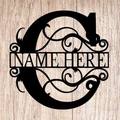 Monogram Door Sign, Last Name Wall Decor, Split Letter Monogram, Monogram Door Hanger, Name Wall Decor, Custom Family Tree, Alphabet Templates, Metal Embossing, Last Name Sign